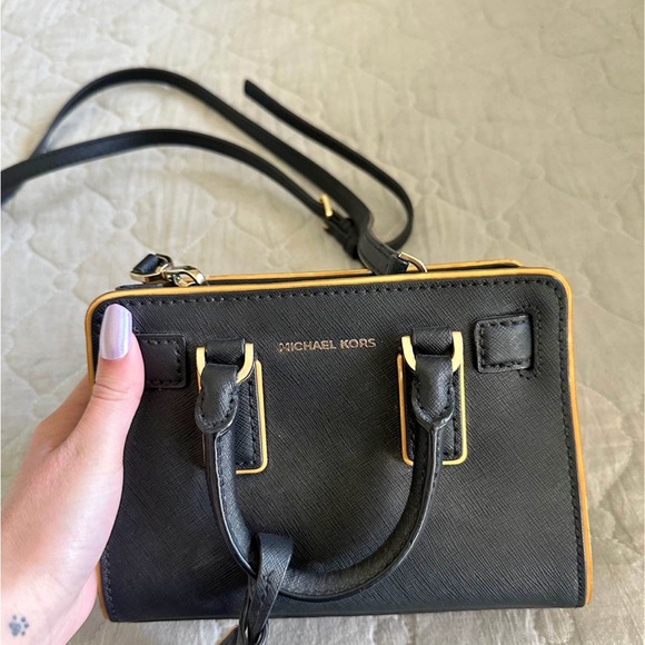 Michael Kors Handbags - Michael Kors Black Mini Bag with Gold Accents